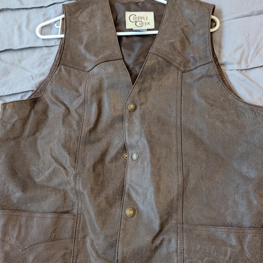 Men's Brown Leather Vest